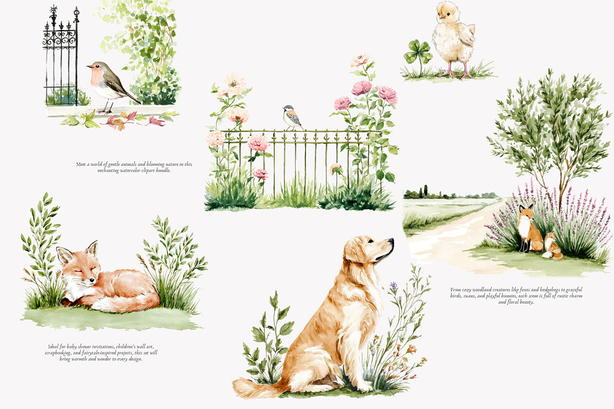 whimsical animals nursery decor, a Decorative Illustration by Patishop Art