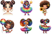 Cute Juneteenth Afro Girl Clipart, an Illustration by Designking (Thumbnail 2 of 4)