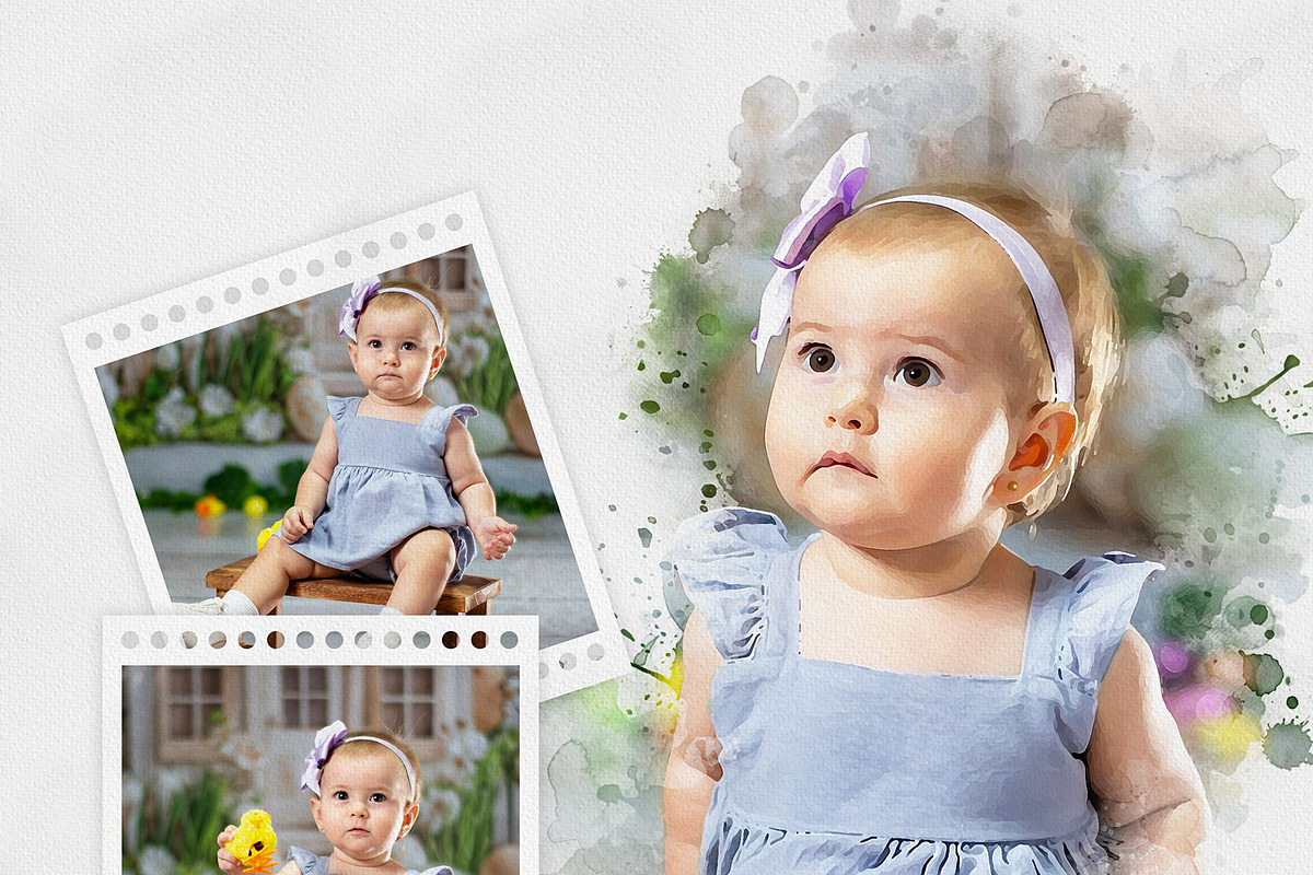 Watercolor Photo Collage Template, an Action Add-On by MRI STUDIO (Photo 5 of 12)