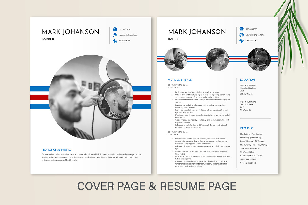 Barber Resume Template Design, a Resume Template by Stanin Studio (Photo 3 of 10)