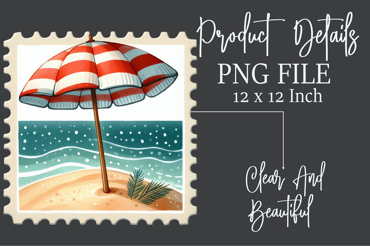 Summer Coastal Postage Stamp Clipart, an Illustration by Rose Art (Photo 4 of 4)