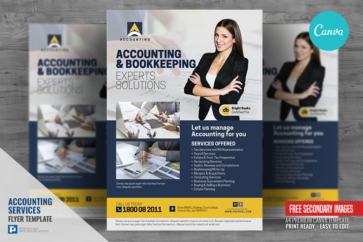 Accounting Sales and Tax Canva Flyer, a Flyer Template by PSDPixel (Photo 1 of 4)