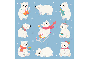 Cartoon polar bear. Funny white, an Animal Illustration by Valerie Bodnar