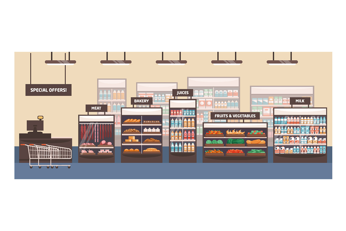 Supermarket interior, a Food Illustration by Good Studio (Photo 1 of 4)