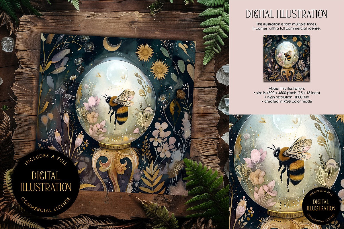 Bumblebee in Crystal Ball Artwork, an Animal Illustration by The Dutch Lady Designs (Photo 1 of 4)