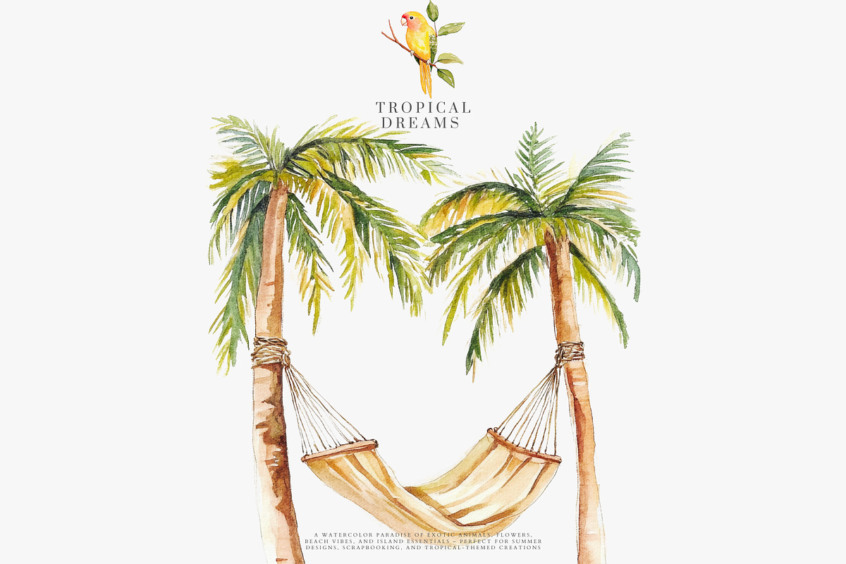 Watercolor tropical clipart set, a Decorative Illustration by Patishop Art (Photo 5 of 10)