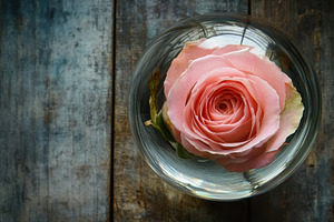 Stunning pink rose inside a glass, a Photo by Pavel_design
