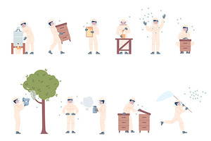 Beekeeper characters. Flat, a Person Illustration by LadadikArt