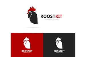 Vector Of Rooster And Cock Logo Combination. Chinese And Cockerel Design Element For New Year Cards