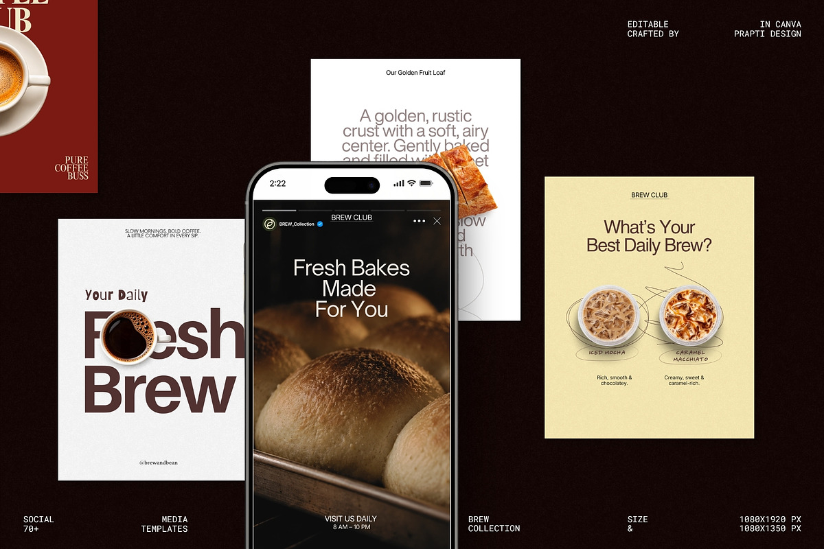 BREW | Instagram Post & Story (I), a Social Media Template by Prapti Design (Photo 1 of 10)