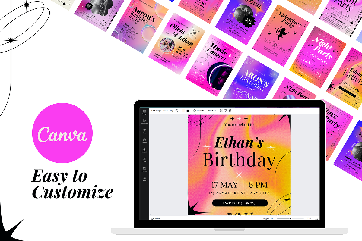 30 Gradient Invitation Template, a Templates & Theme by TemplateCastleStore (Photo 9 of 10)