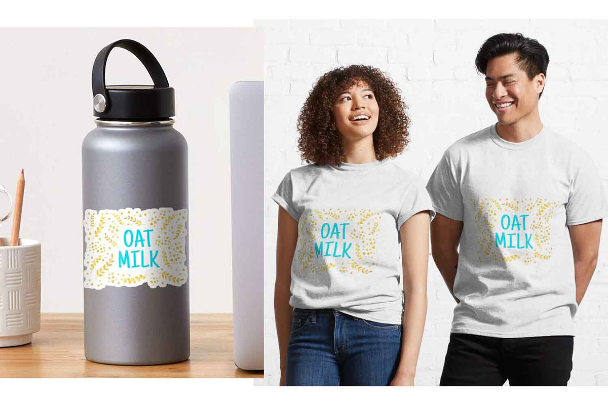 Oat Milk logo watercolor design, a Branding & Logo Template by PatapovaVika (Photo 6 of 7)