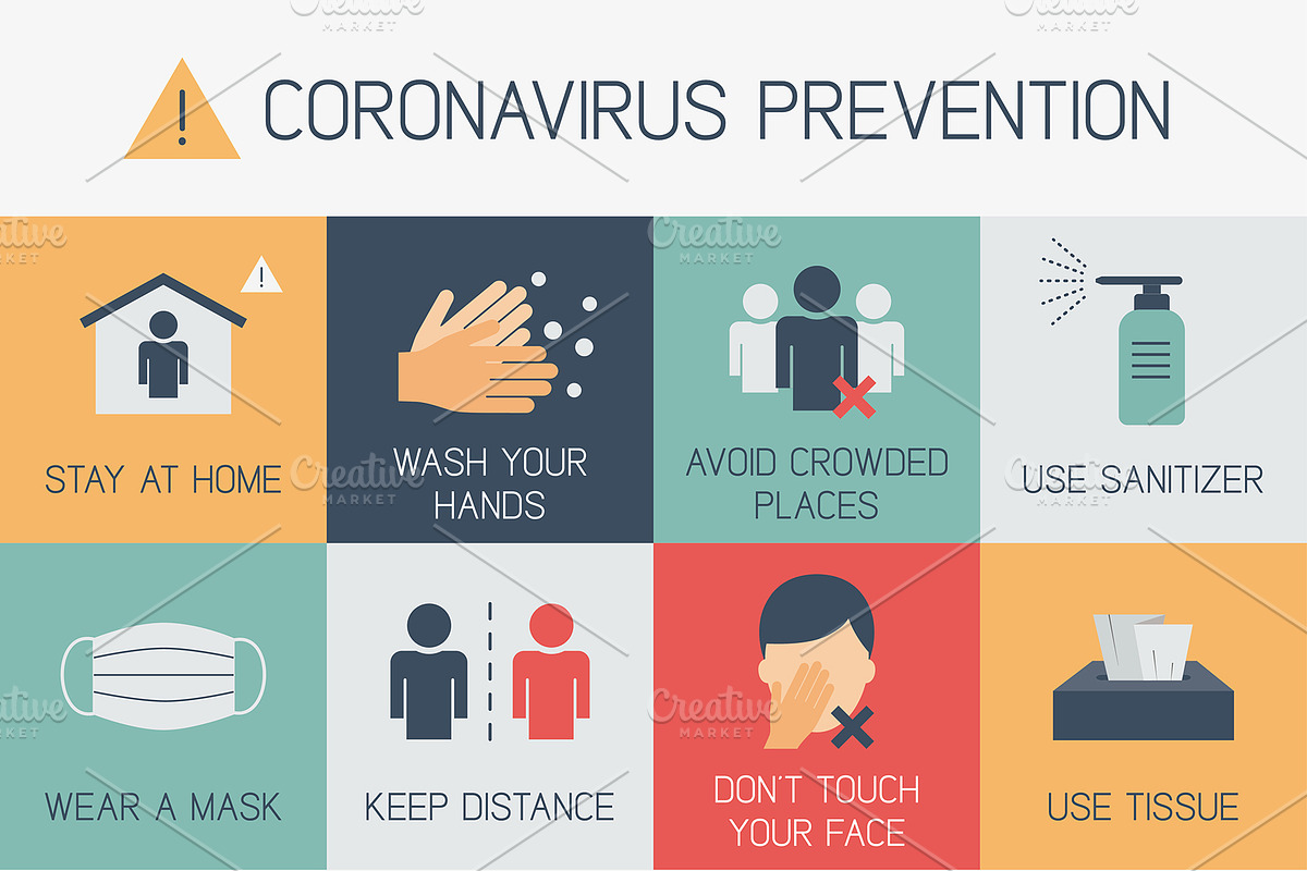 Covid-19 prevention infographic, an Icon by Paper Cards (Photo 1 of 5)