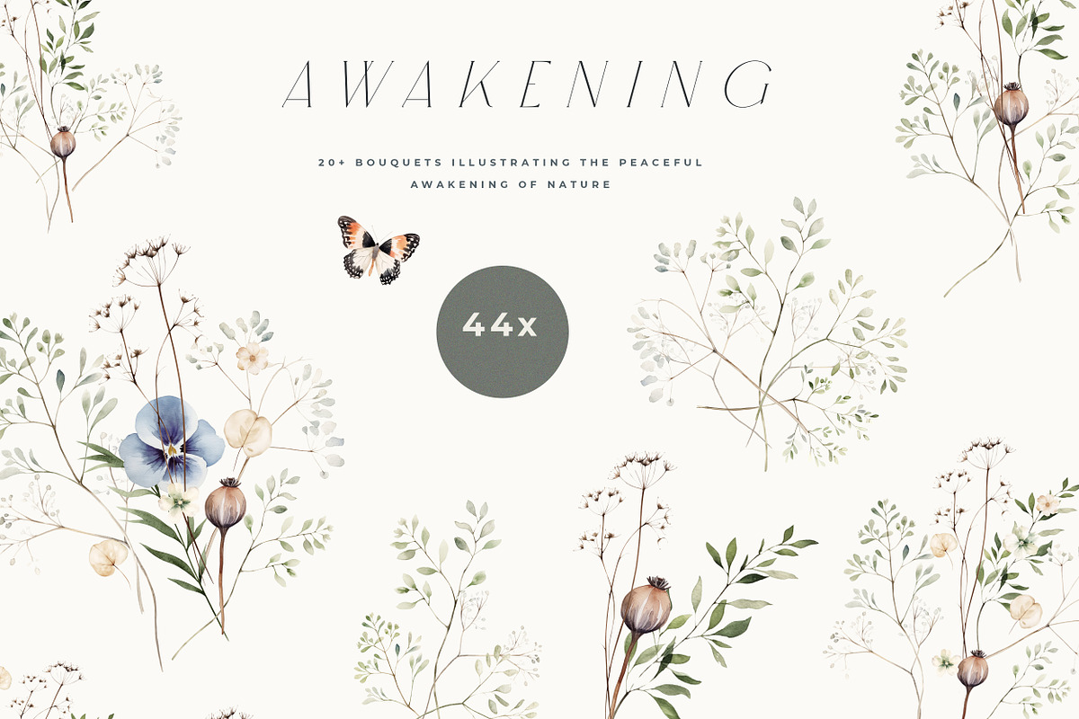 Wild Flower Watercolor & Greenery, a Decorative Illustration by Laras Wonderland (Photo 9 of 15)
