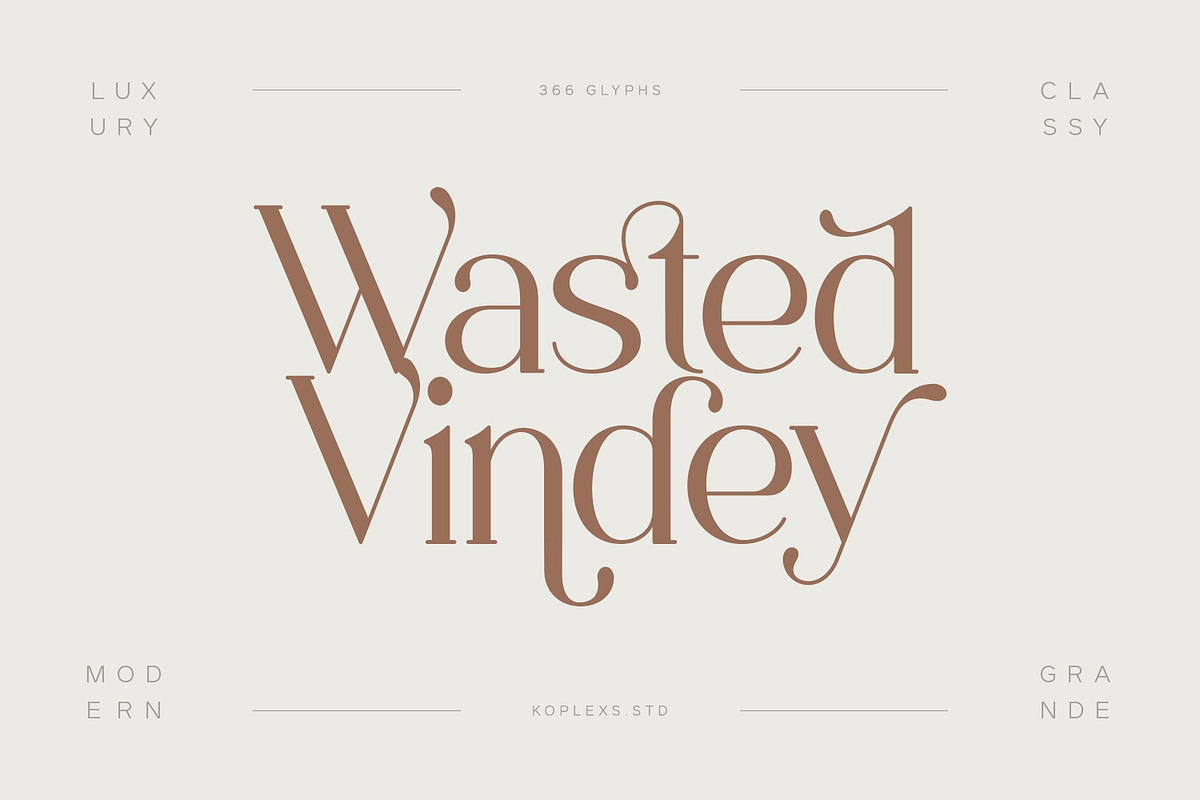 Wasted Vindey - Classy Serif Font, a Serif Font by Koplexs Studio (Photo 1 of 14)