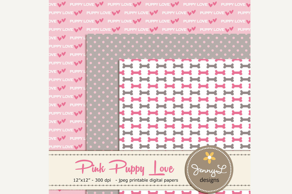 Girl Puppy Dog Digital Paper, a Pattern Graphic by JennyL Designs (Photo 4 of 5)