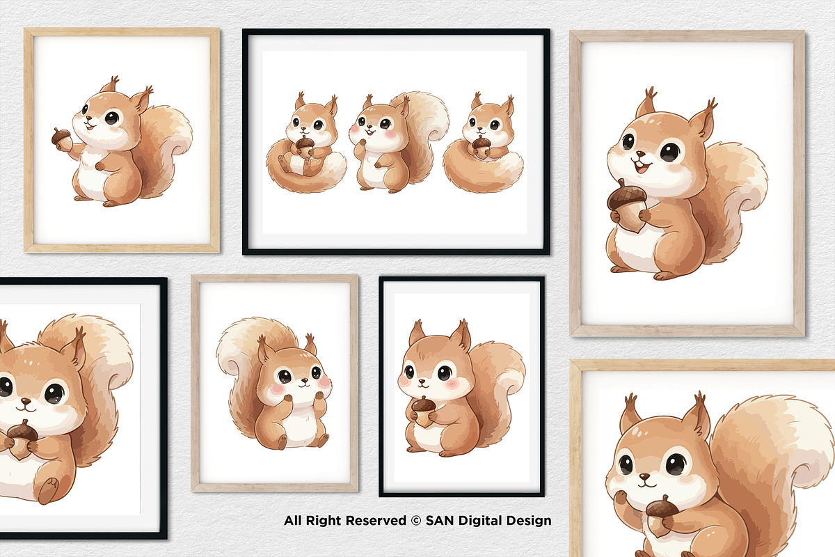 15 Bundle Watercolor Kids Squirrel, an Animal Illustration by Morspective (Photo 4 of 8)