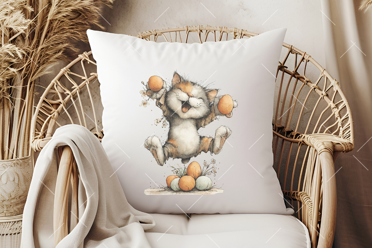 Whimsical Easter Cat Clipart, an Illustration by OK Design (Photo 5 of 6)