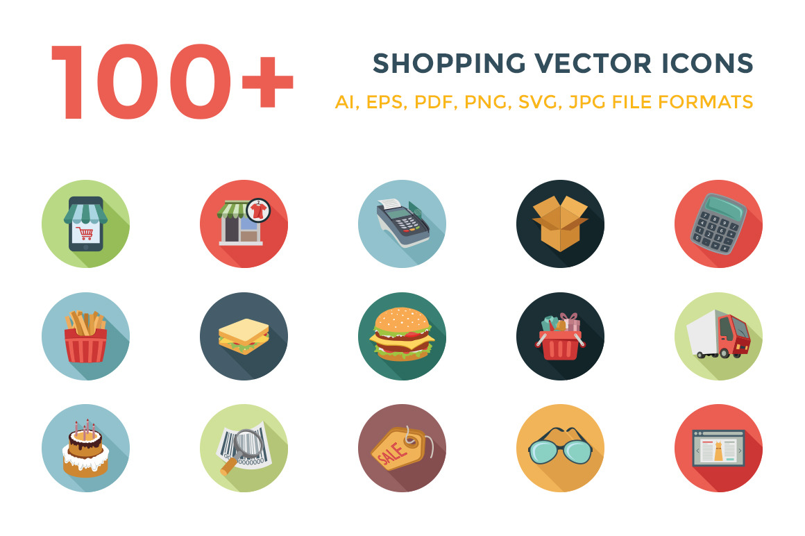 100+ Shopping Flat Vector Icons | Icons ~ Creative Market