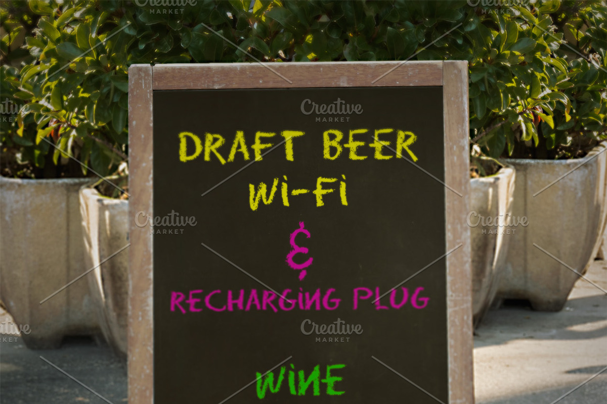 Bar outdoor blackboard mockup, an Advertising Mockup by Illusiongraphic (Photo 2 of 5)