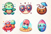 Kawaii Beach Clipart Bundle, an Illustration by SinaCreation (Thumbnail 3 of 5)