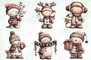 Watercolor Christmas Snowman Clipart, an Illustration by Creative Art (Thumbnail 5 of 10)