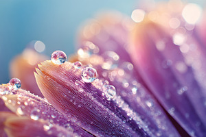 Close-up of a flower petal with water droplets, a Nature Photo by AlyaAnd