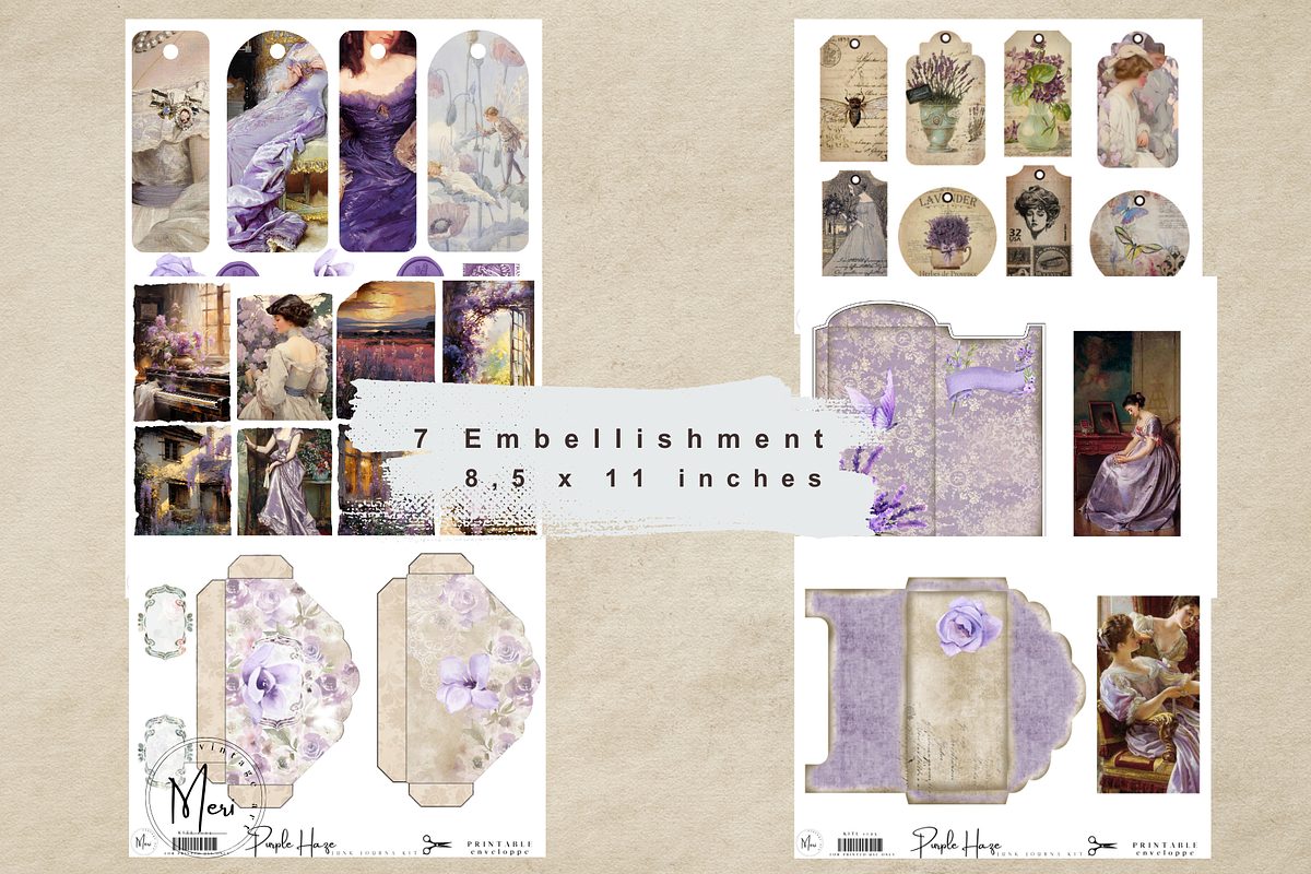 Purple Haze Junk Journal Kit, a Decorative Illustration by meribela (Photo 4 of 6)