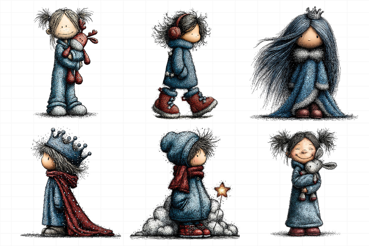 Whimsical Christmas Icy Blue Girl Cl, an Illustration by Daily.Designs (Photo 3 of 5)