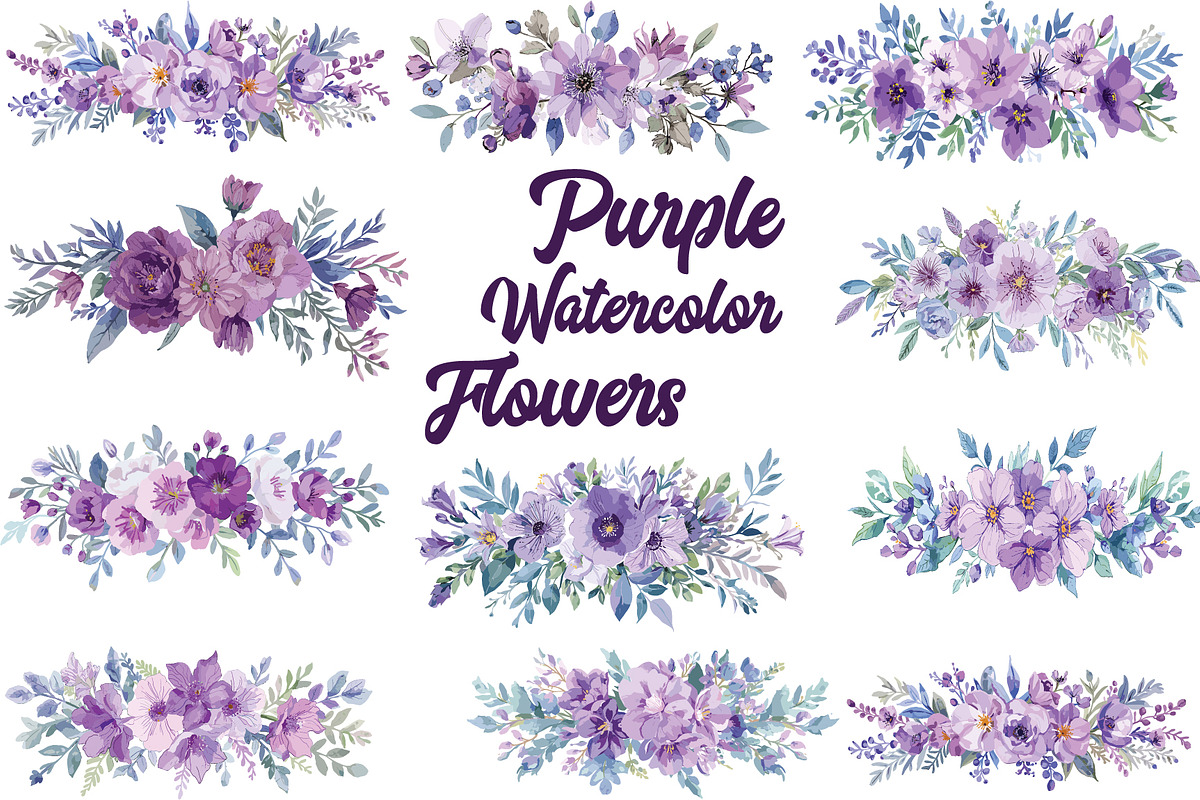 Elegant Purple Floral Set, an Illustration by balal (Photo 1 of 11)