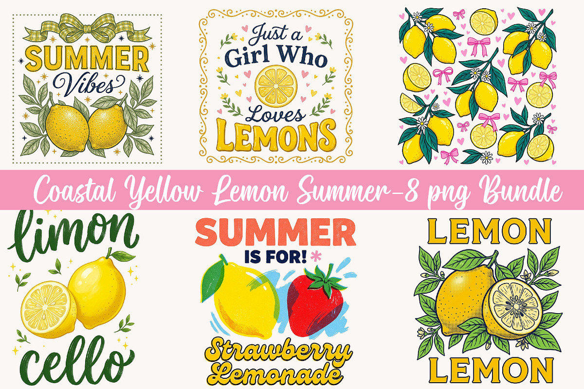 Coastal Yellow Lemon Summer Bundle, a Seasonal Illustration by Designworld (Photo 1 of 9)