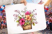 Spring Flowers In Basket Rustic Clip, an Illustration by GatewayDesign (Thumbnail 3 of 4)