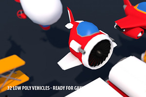 32 Low Poly Vehicles - Game Design