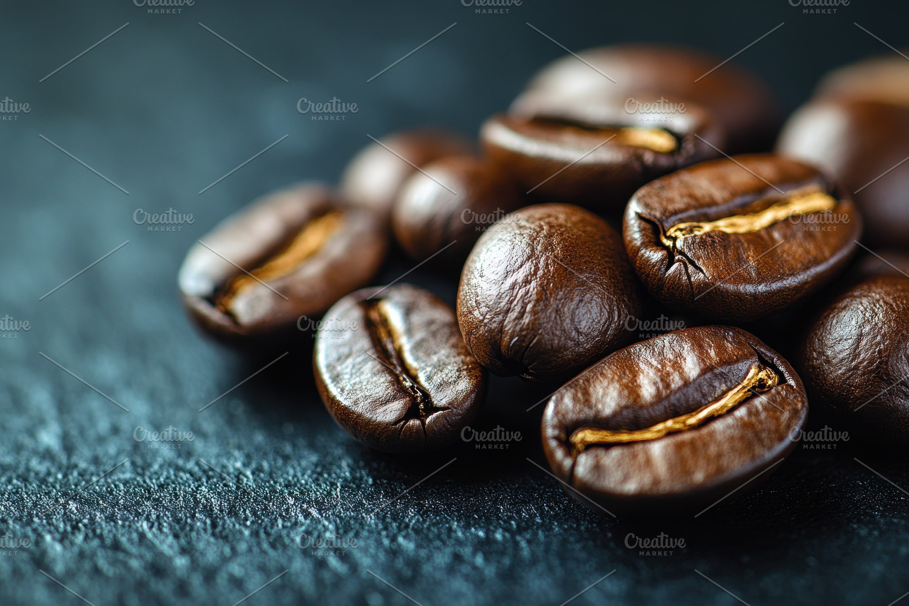 Freshly roasted coffee beans on text, a Photo by Tanuart