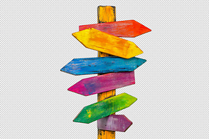 post with signs, an Illustration by VetalStock