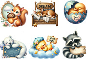 Sleepy Animals, Sweet Dreams Sign, an Illustration by Designking (Thumbnail 2 of 4)