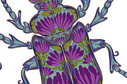 Floral Beetles Blue-Violet Vector, a Pattern Graphic by NayaChu (Thumbnail 5 of 7)
