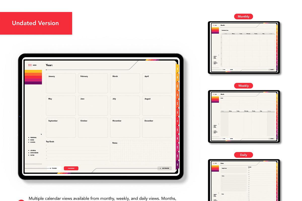 Life+ Supr Undated Digital Planner, a Presentation Template by Bichin (Photo 3 of 9)