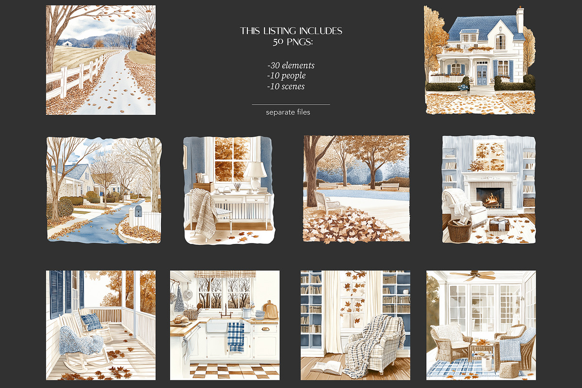 Fall Clipart | Cozy Autumn Elegant, a Seasonal Illustration by GlamArtZhanna (Photo 8 of 8)