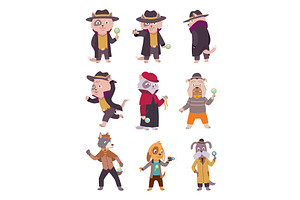 Cats and dogs detective, an Animal Illustration by Things for designers