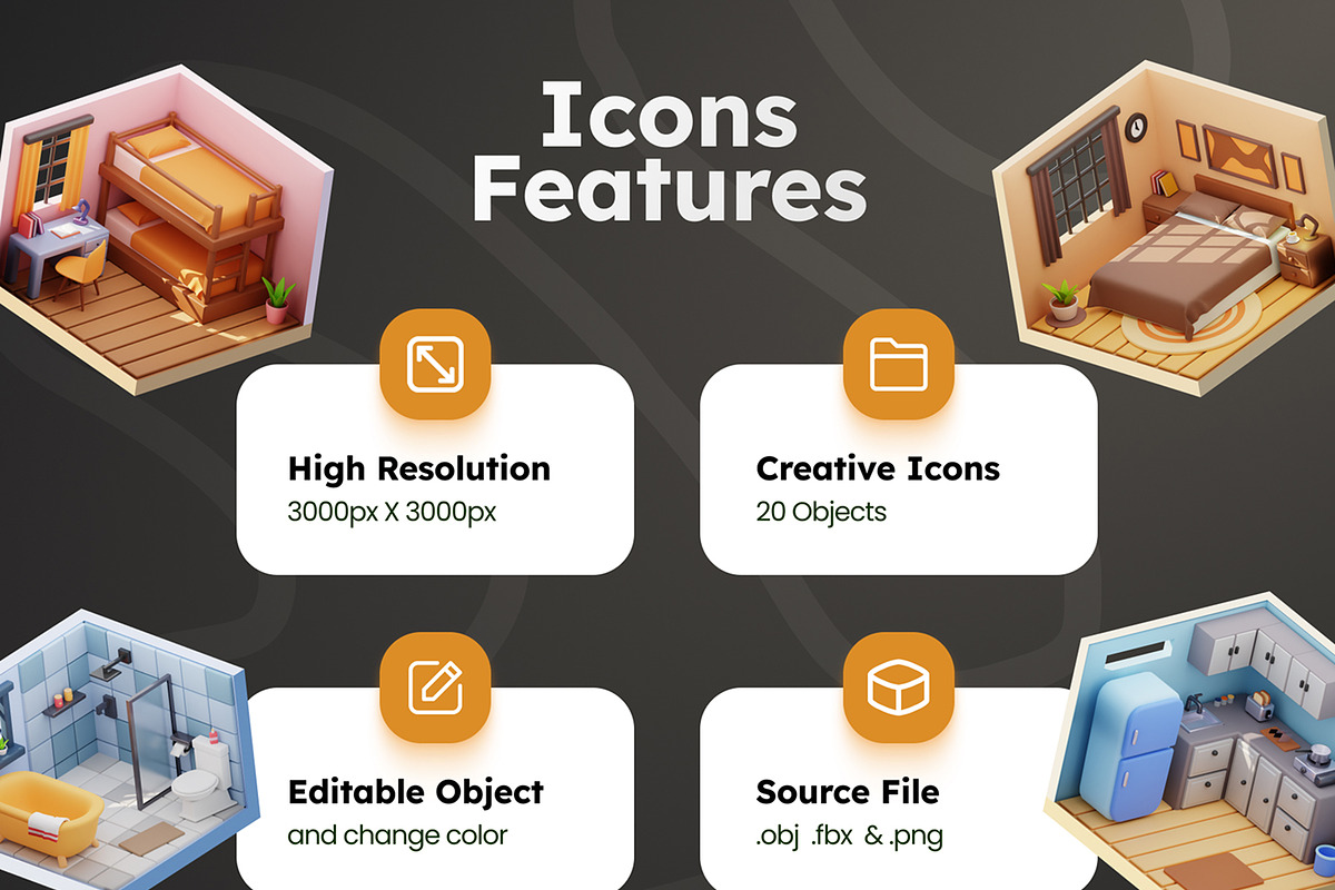 Isometric Room 3D Illustrations, an Architecture 3D Model by Rakata Studio (Photo 2 of 7)
