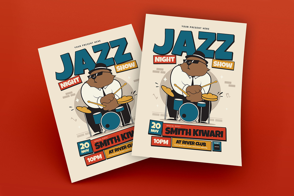 Jazz Night Show Flyer, a Flyer Template by megarez (Photo 1 of 3)