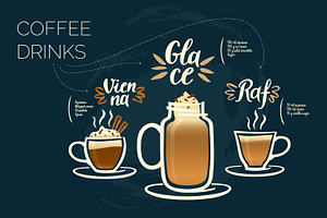 Coffee drinks illustration