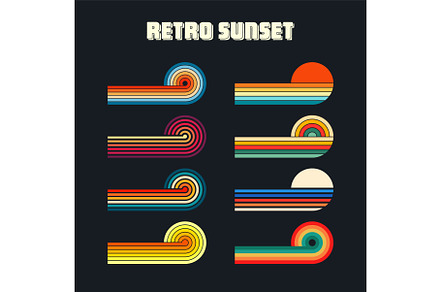 Vintage sunset collection. Various, an Object Illustration by 32pixels
