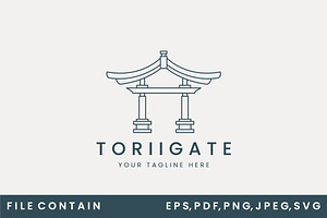 logo torii gate line art vector