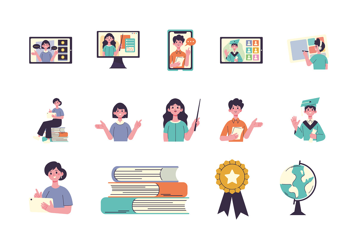 Online Learning Illustration Set