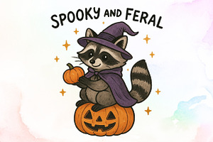Spooky and Feral Raccoon PNG,Hallowe, an Illustration by Sublimation Artist