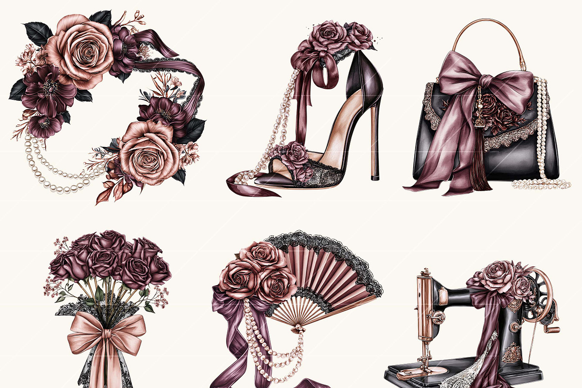Goth Coquette Ribbon Bow Clipart, a Decorative Illustration by BusyDaydesign (Photo 2 of 9)