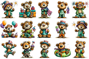 Whimsical Patriotic Teddy Bear Clipa, an Illustration by OK Design (Thumbnail 3 of 6)