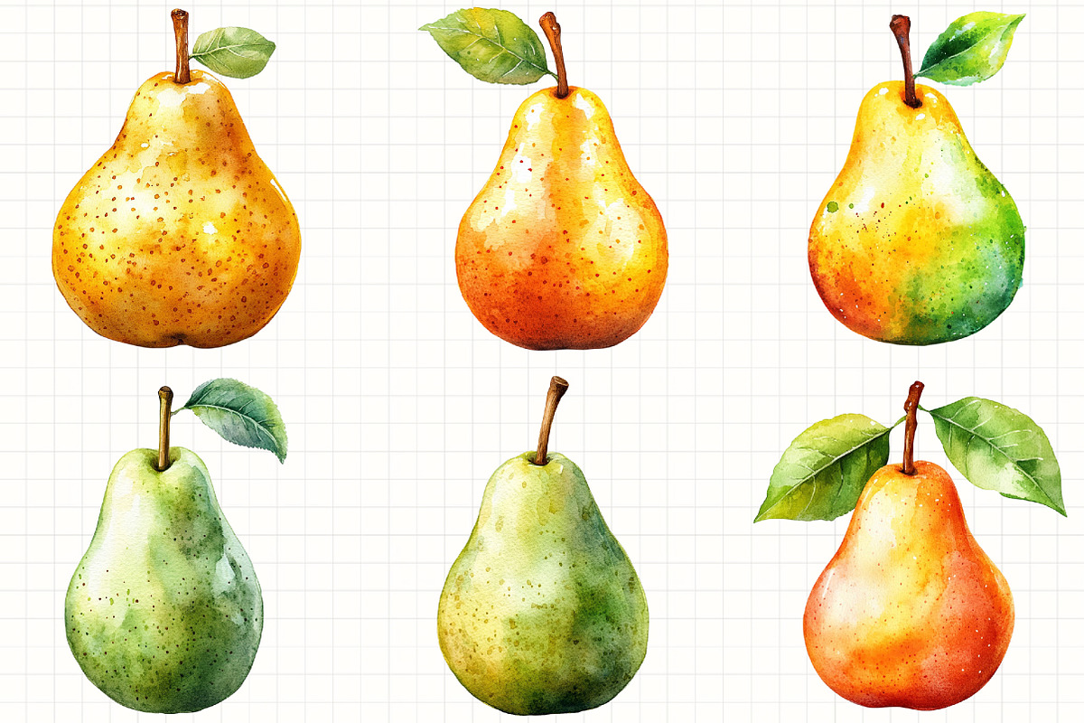 Watercolor Pear Clipart, an Illustration by Libby Wishes (Photo 2 of 6)
